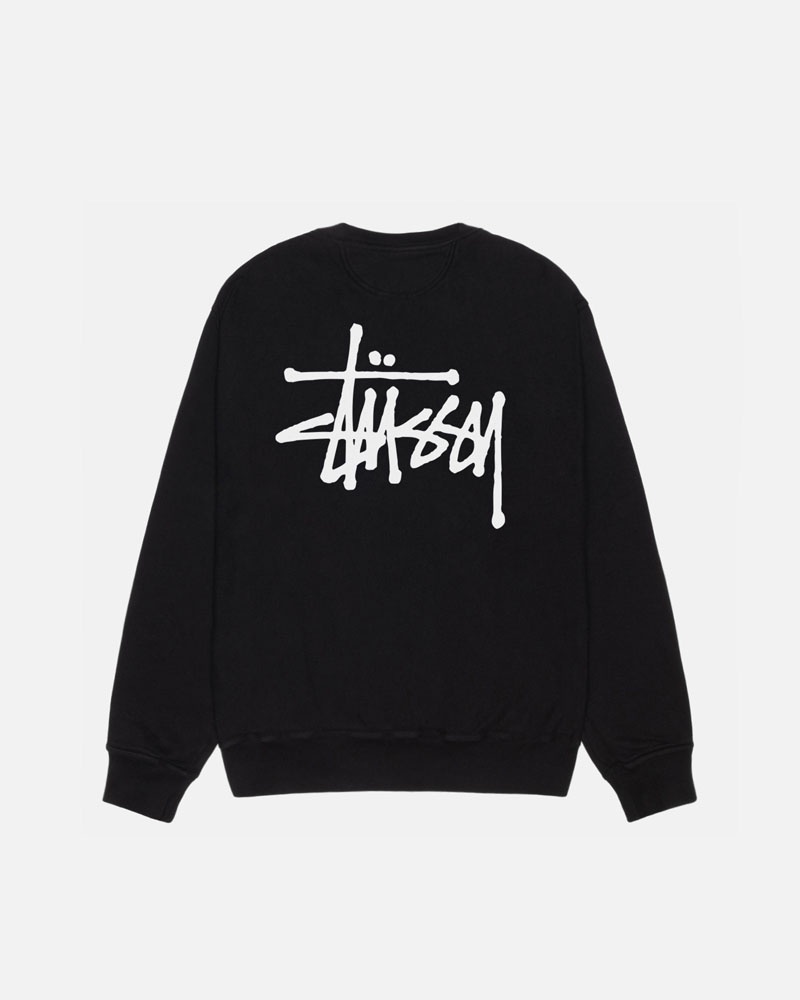 Stussy Basic Stüssy Crew Pigment Dyed Sweatshirt Svarta | Sverige NQA-462835