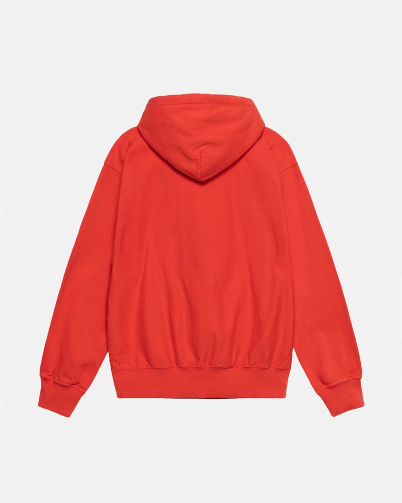 Stussy Block Sport Pigment Dyed Hoodie Röda | Sverige LVM-374120