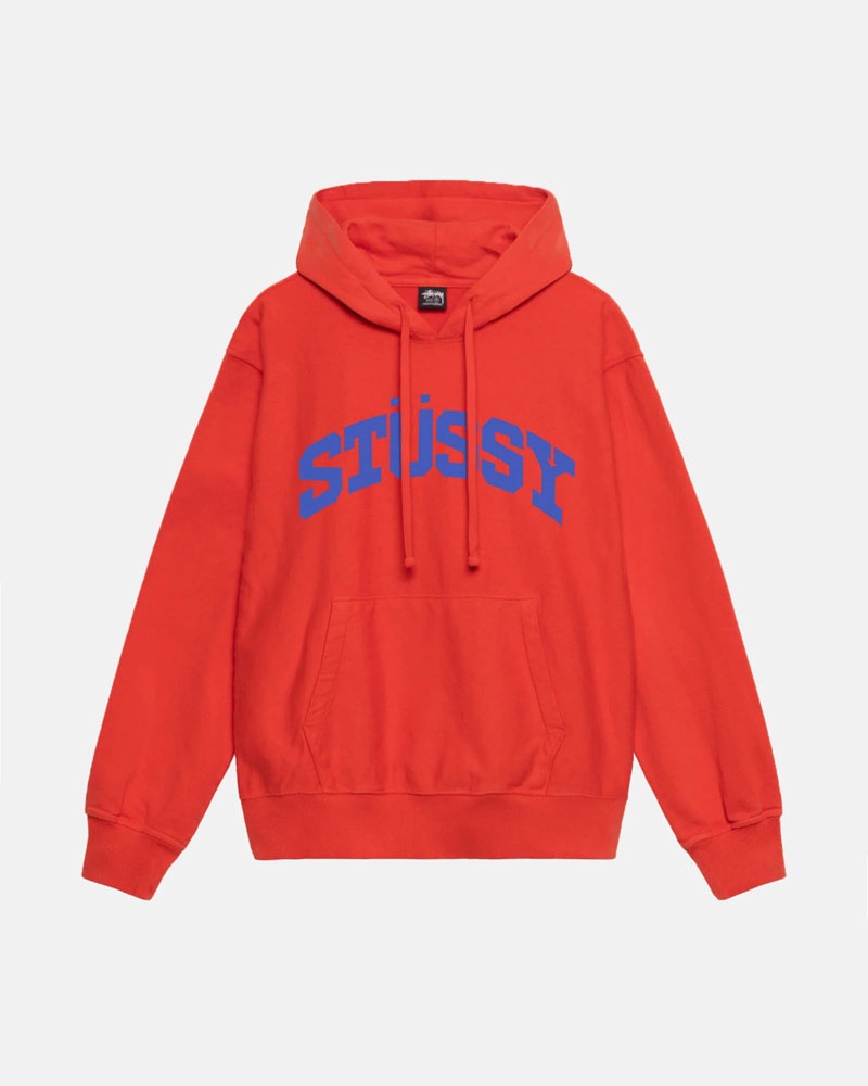 Stussy Block Sport Pigment Dyed Hoodie Röda | Sverige LVM-374120