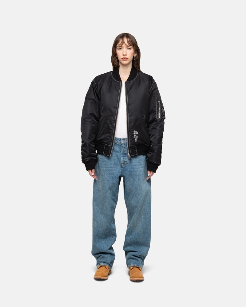 Stussy Built Reversible Bomber Jacka Svarta | Sverige UHF-359612