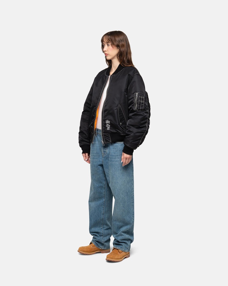 Stussy Built Reversible Bomber Jacka Svarta | Sverige UHF-359612
