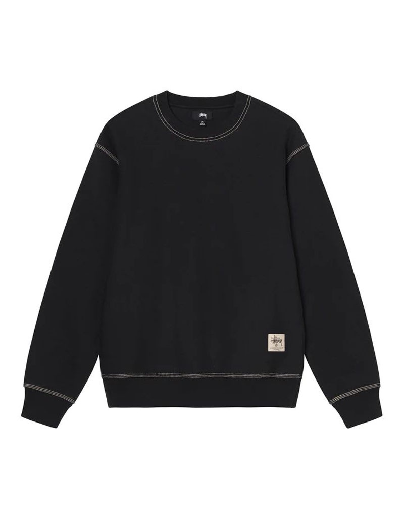 Stussy Contrast Stitch Label Crew Sweatshirt Svarta | Sverige CLB-348129