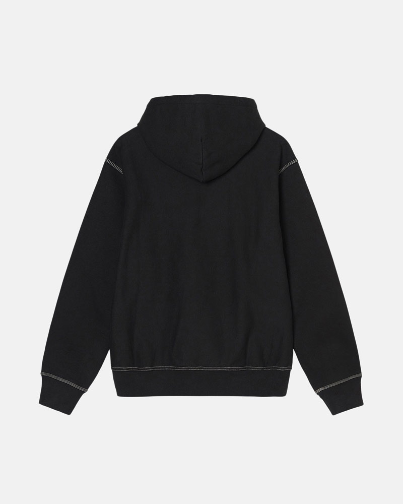 Stussy Contrast Stitch Label Hoodie Svarta | Sverige CVI-157438