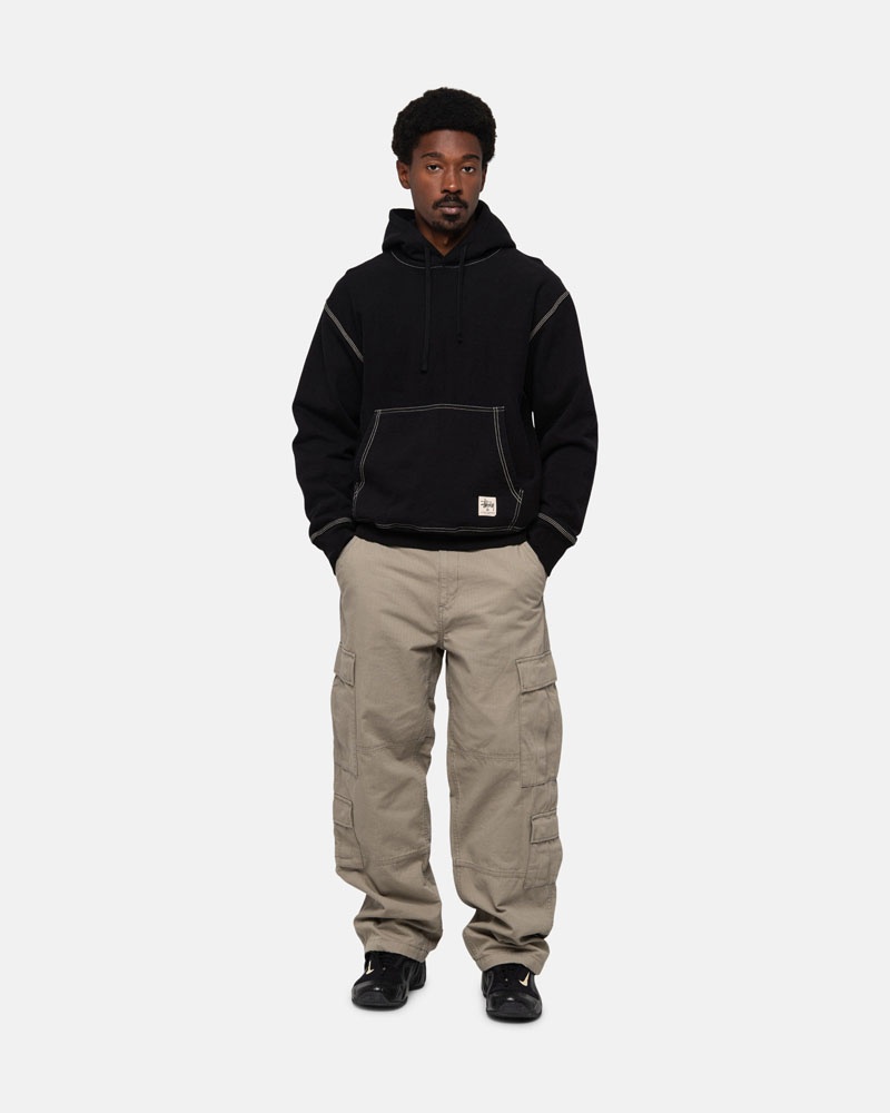 Stussy Contrast Stitch Label Hoodie Svarta | Sverige CVI-157438