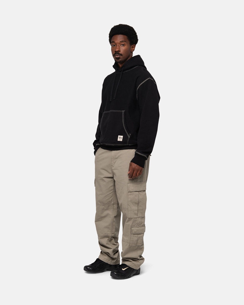 Stussy Contrast Stitch Label Hoodie Svarta | Sverige CVI-157438