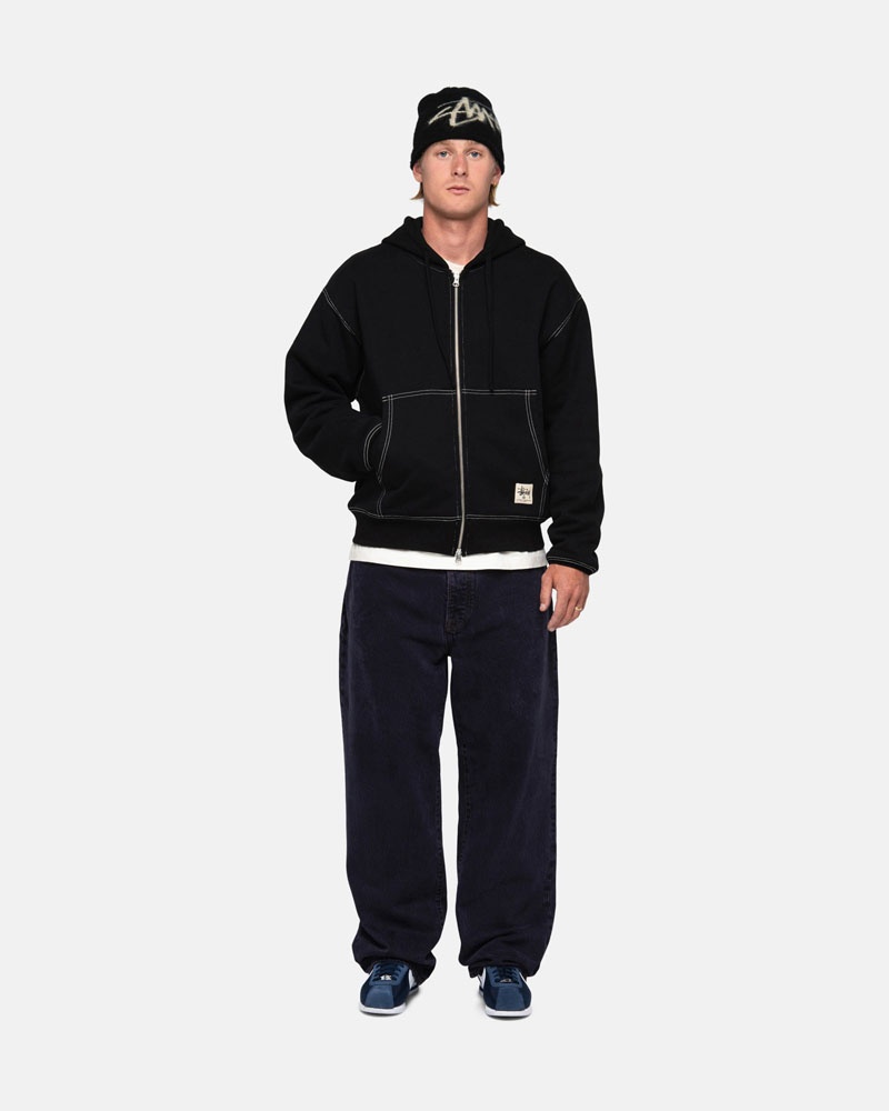 Stussy Double Face Label Zip Hoodie Svarta | Sverige GYE-238517