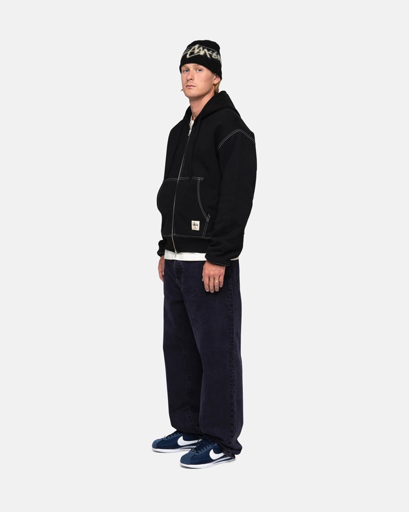 Stussy Double Face Label Zip Hoodie Svarta | Sverige GYE-238517