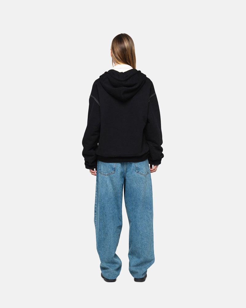 Stussy Double Face Label Zip Hoodie Svarta | Sverige GYE-238517