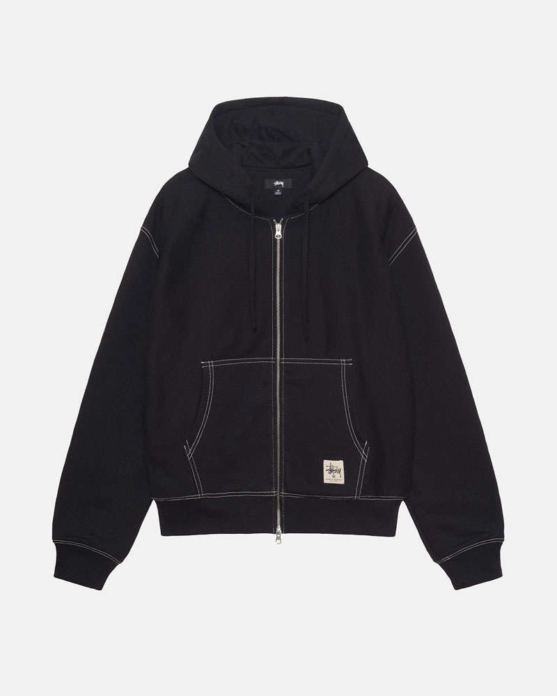 Stussy Double Face Label Zip Hoodie Svarta | Sverige GYE-238517