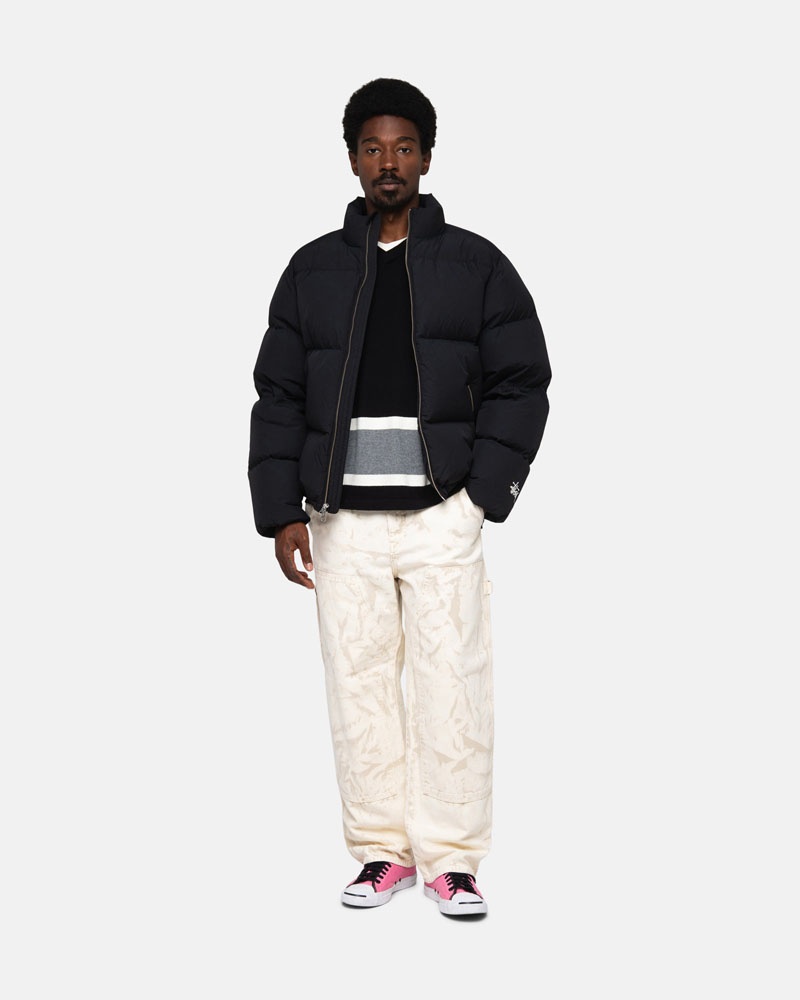 Stussy Down Puffer Nylon Jacka Svarta | Sverige HRE-015932