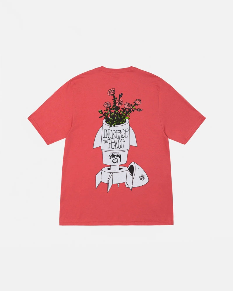 Stussy Flower Bomb Red T-shirt Blommiga Röda | Sverige PAM-912465