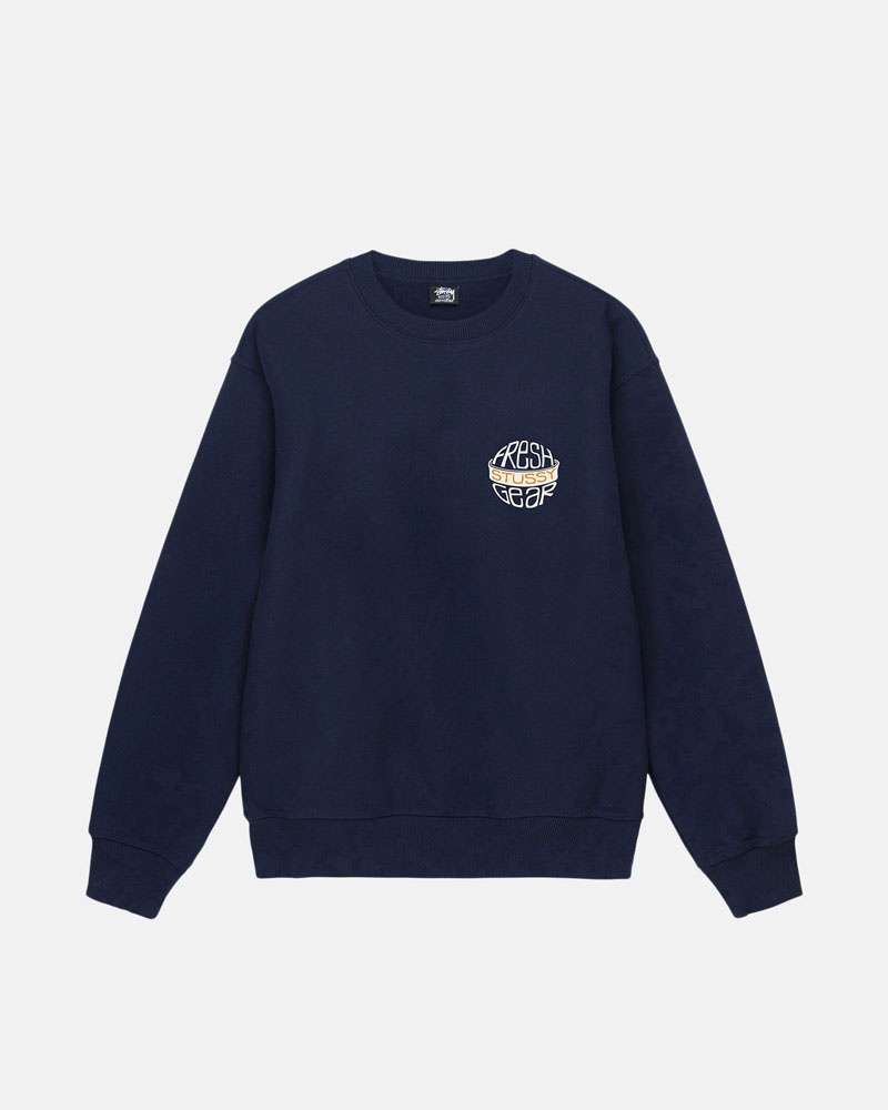 Stussy Fresh Gear Crew Sweatshirt Marinblå Blå | Sverige NWQ-813527