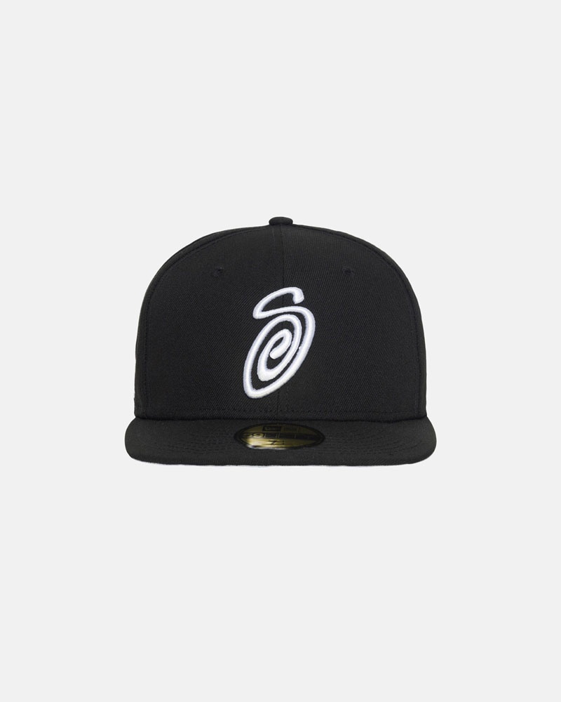 Stussy New Era 59Fifty Curly S Keps Svarta | Sverige GQE-801634