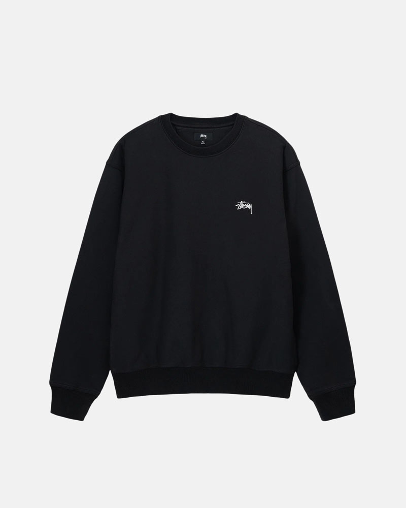 Stussy Overdyed Stock Logo Crew Sweatshirt Svarta | Sverige LKQ-917680