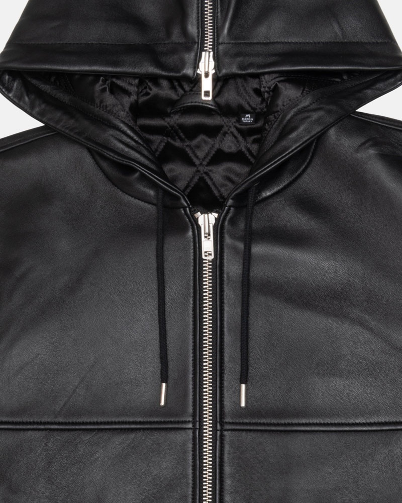 Stussy SS Link Läder Bomber Jacka Svarta | Sverige LBH-935174