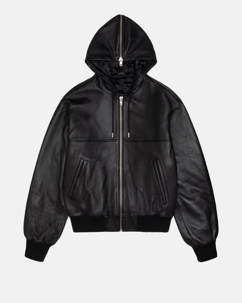 Stussy SS Link Läder Bomber Jacka Svarta | Sverige LBH-935174