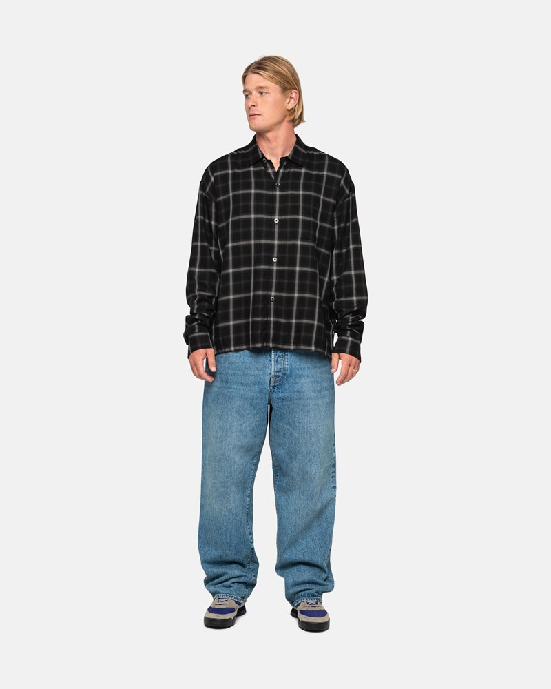 Stussy Shadow Plaid Rayon Skjorta Svarta | Sverige CDI-953602