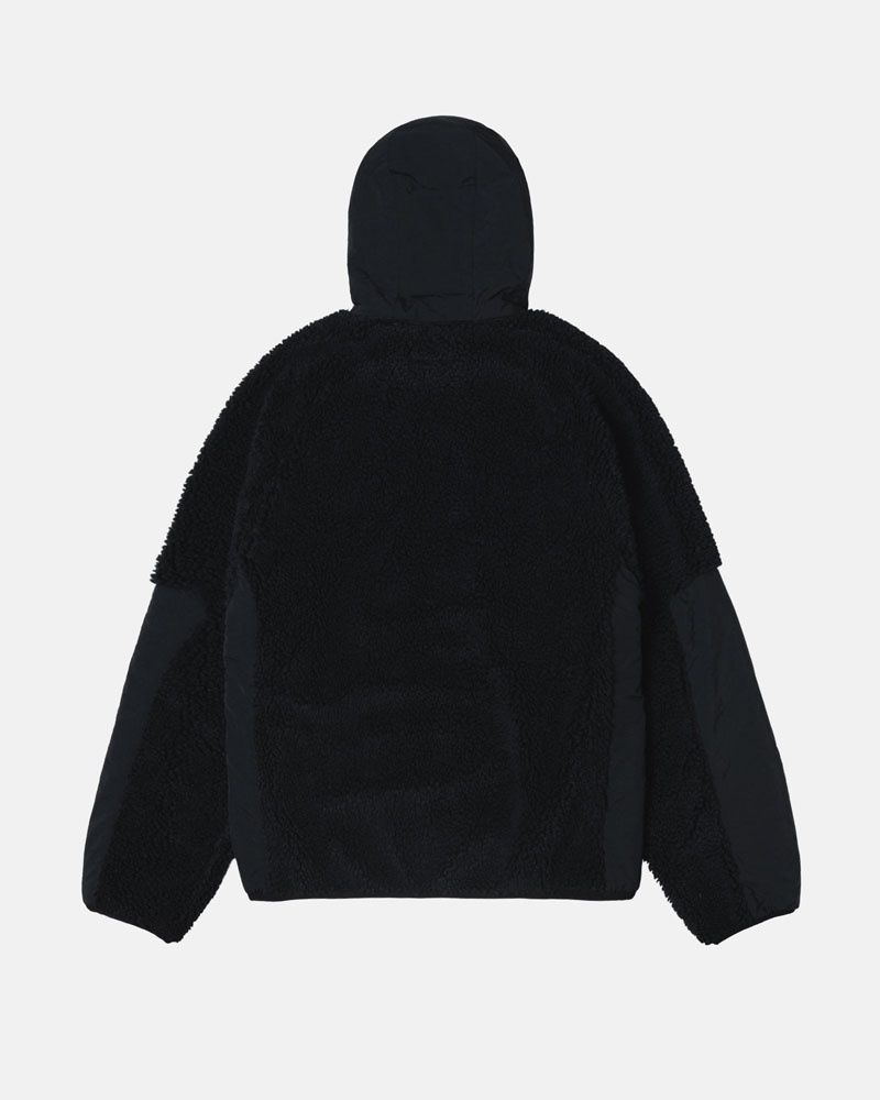 Stussy Sherpa Paneled Hooded Jacka Svarta | Sverige TZW-683205