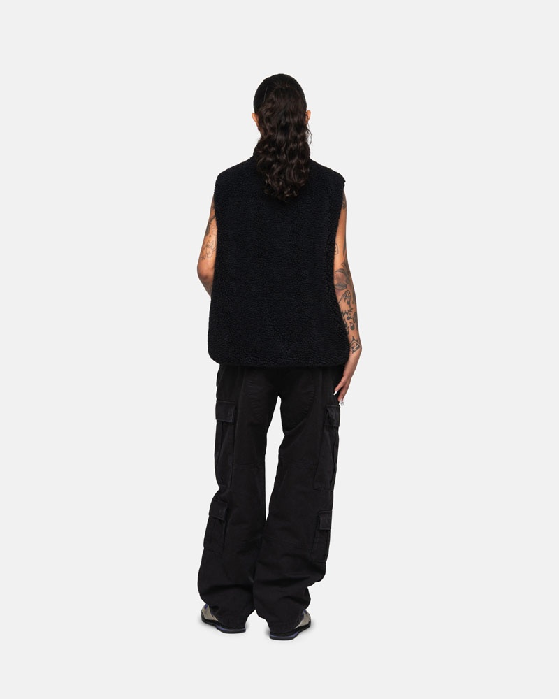 Stussy Sherpa Reversible Väst Svarta | Sverige LAW-273465