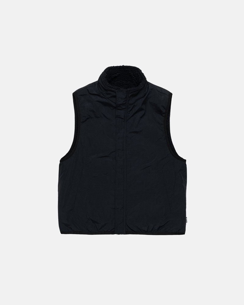 Stussy Sherpa Reversible Väst Svarta | Sverige LAW-273465