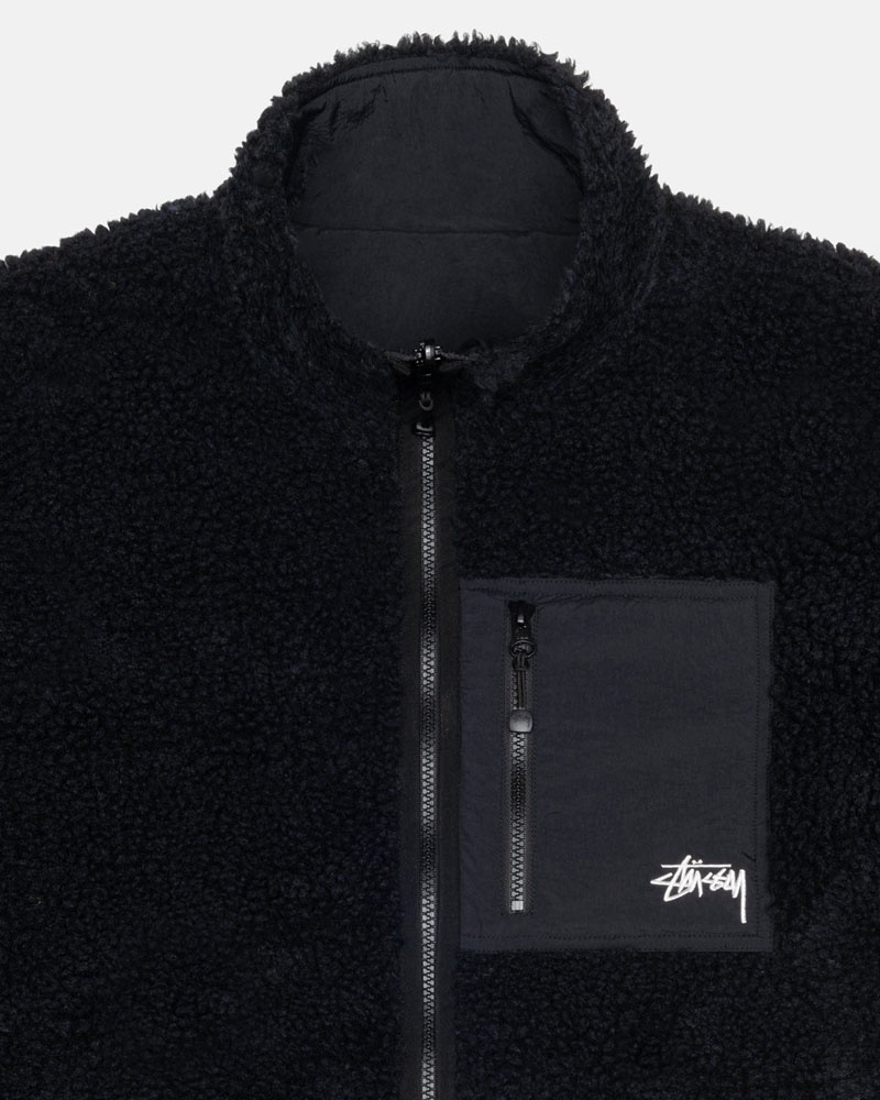 Stussy Sherpa Reversible Väst Svarta | Sverige LAW-273465