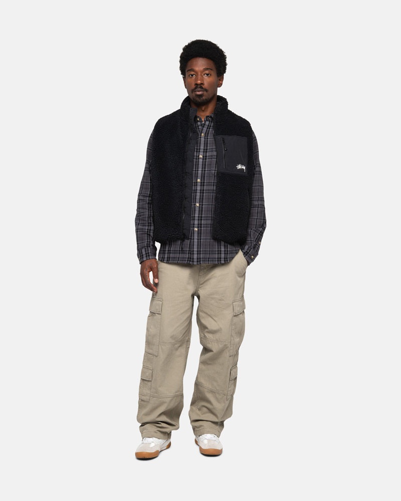Stussy Sherpa Reversible Väst Svarta | Sverige LAW-273465