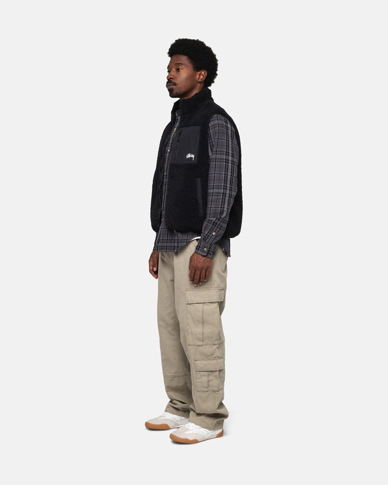 Stussy Sherpa Reversible Väst Svarta | Sverige LAW-273465