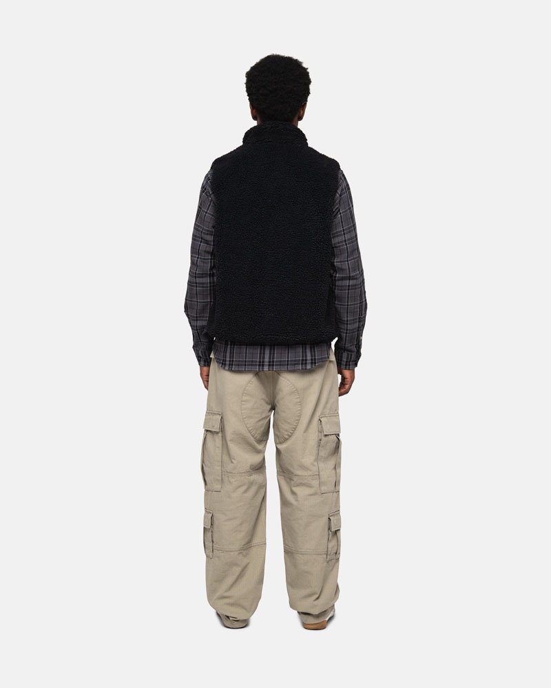 Stussy Sherpa Reversible Väst Svarta | Sverige LAW-273465