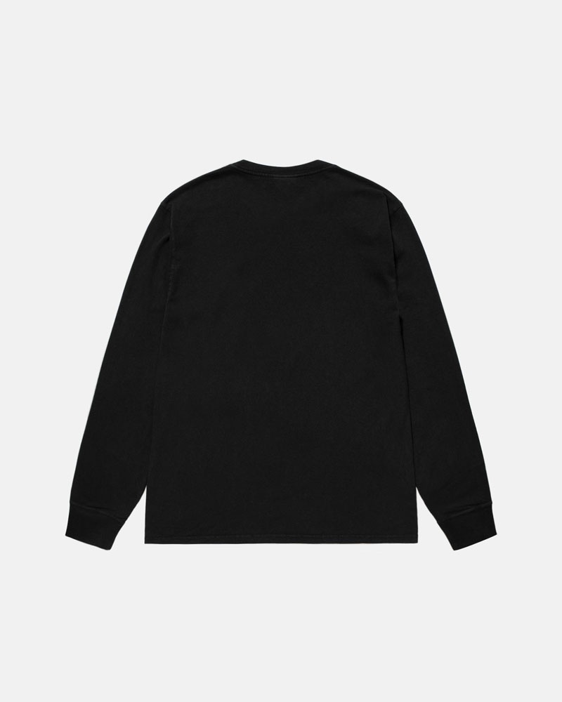 Stussy Small Stock LS Pigment Dyed T-shirt Svarta | Sverige QLP-527649