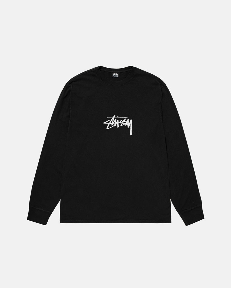 Stussy Small Stock LS Pigment Dyed T-shirt Svarta | Sverige QLP-527649