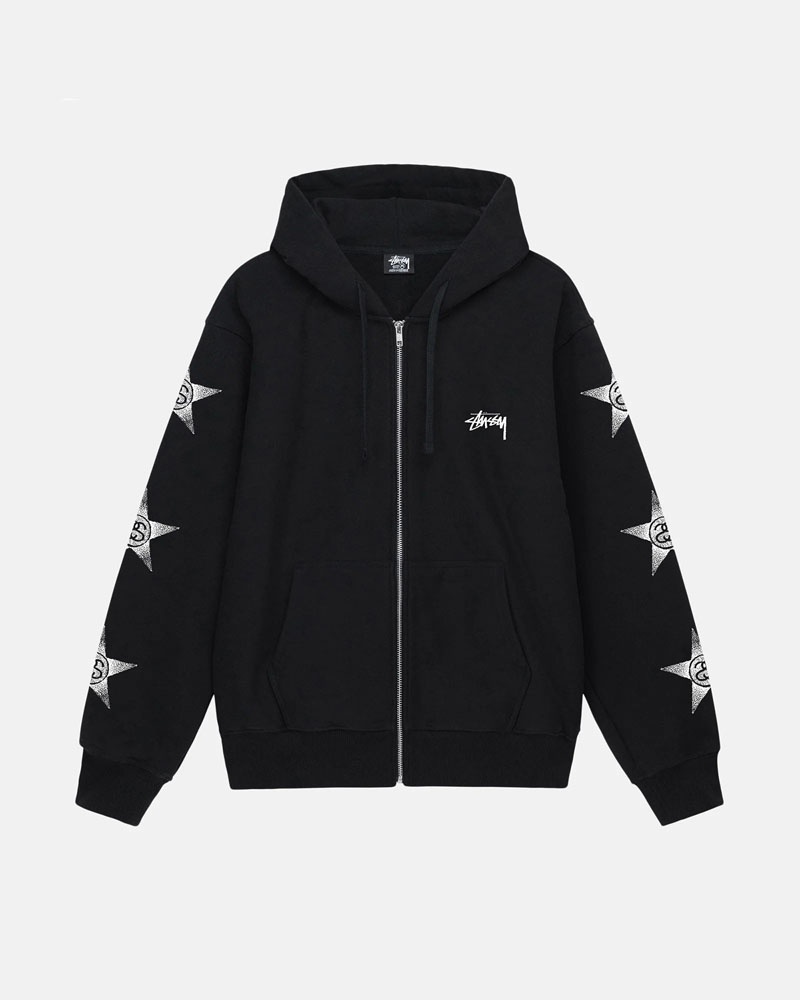Stussy Stars Zip Hoodie Svarta | Sverige CSL-147563