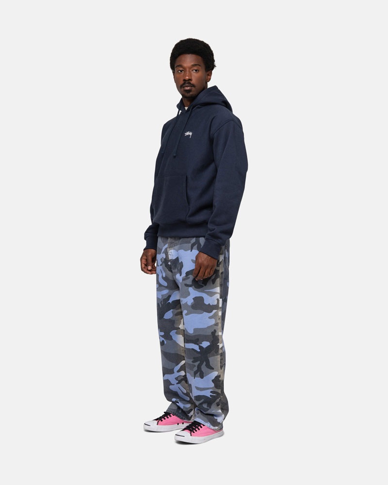 Stussy Stock Logo Hoodie Marinblå | Sverige QLH-740653
