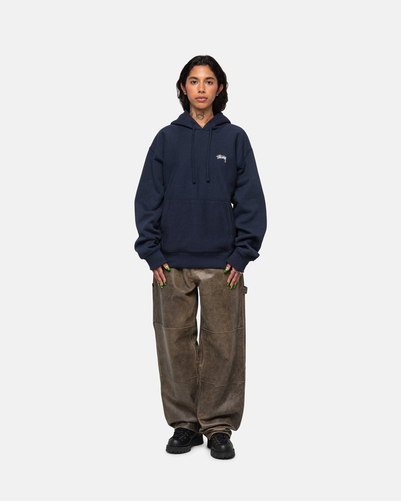 Stussy Stock Logo Hoodie Marinblå | Sverige QLH-740653