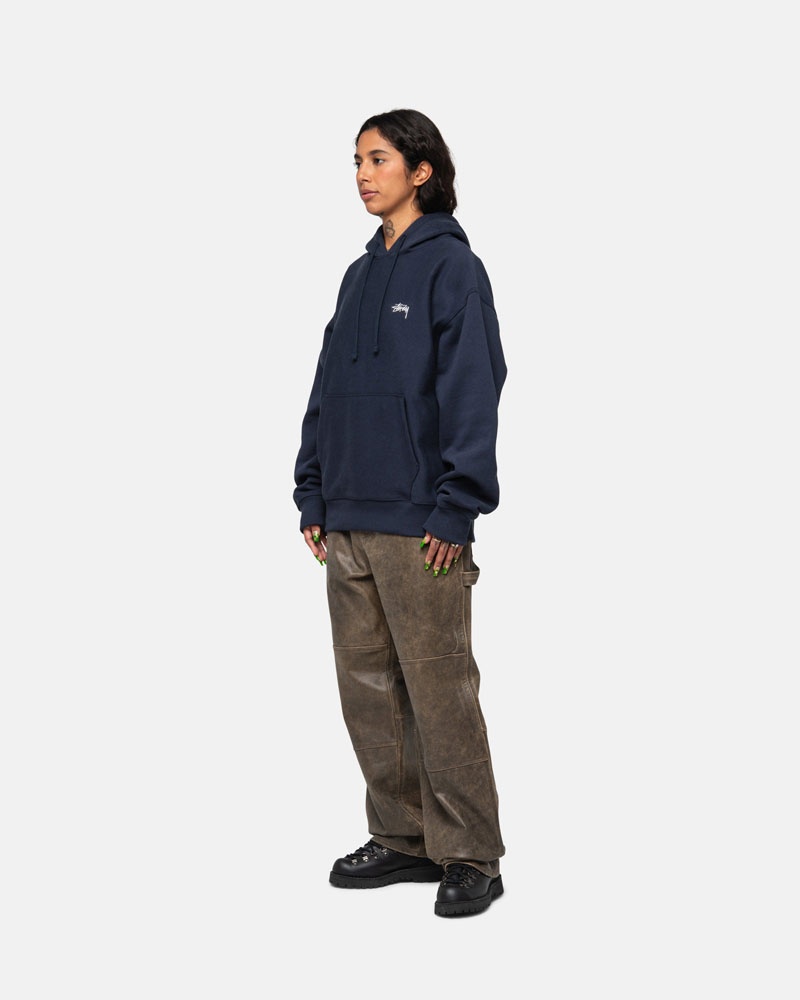 Stussy Stock Logo Hoodie Marinblå | Sverige QLH-740653