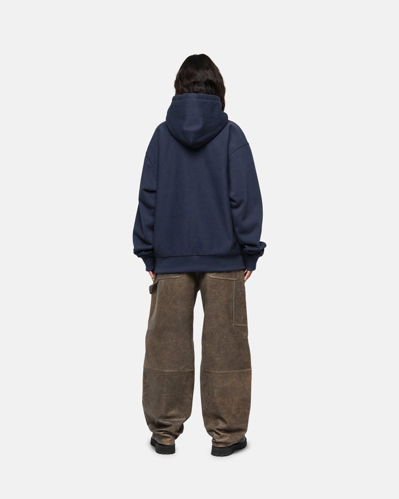 Stussy Stock Logo Hoodie Marinblå | Sverige QLH-740653