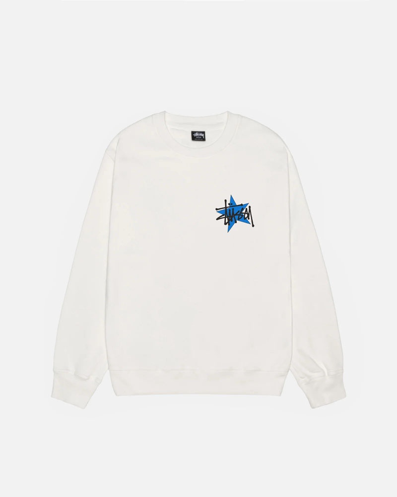Stussy Stüssy Star Crew Pigment Dyed Sweatshirt Vita | Sverige VWA-517823