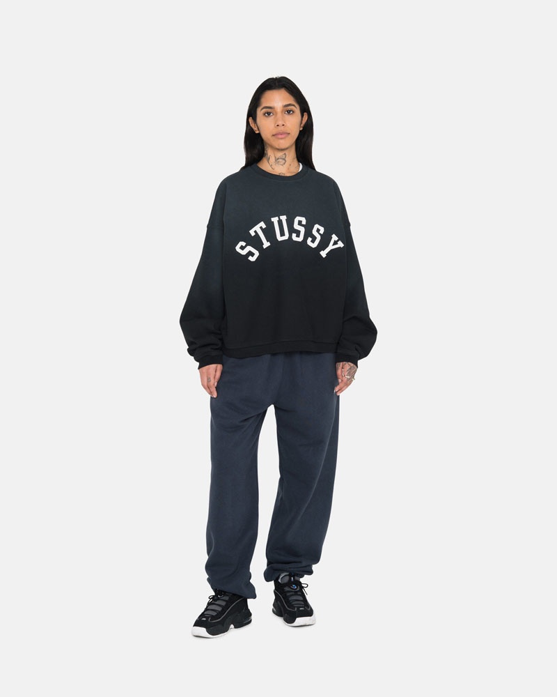 Stussy Sun Faded Oversized Crew Sweatshirt Svarta | Sverige NAT-304618