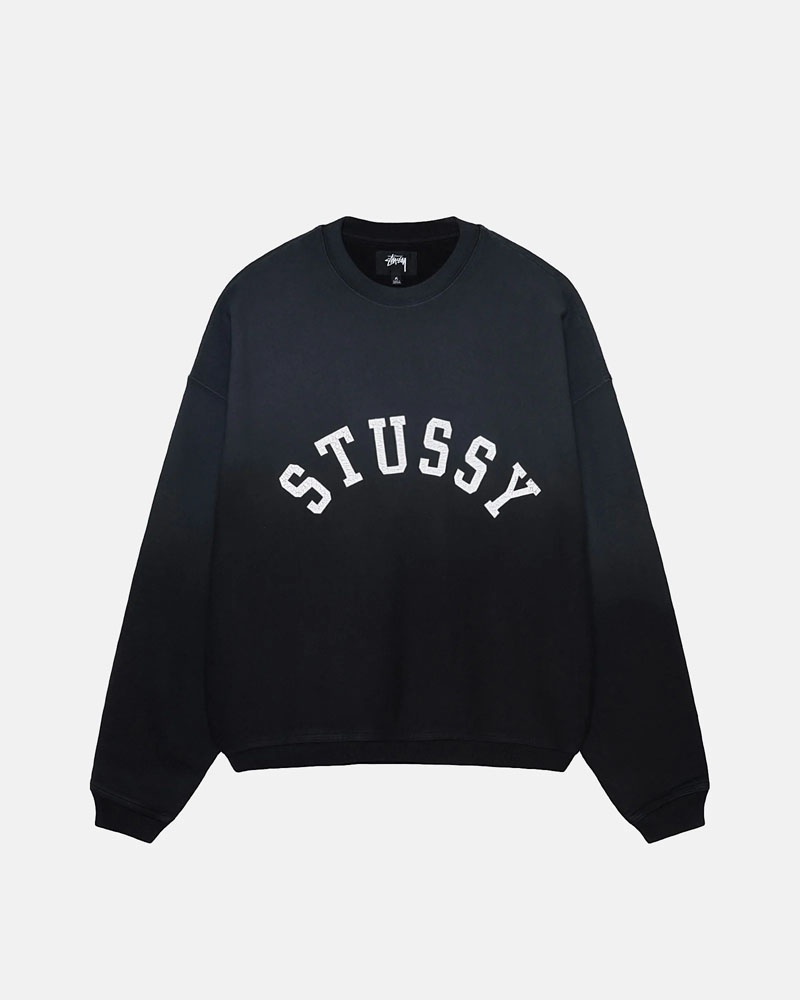 Stussy Sun Faded Oversized Crew Sweatshirt Svarta | Sverige LNR-734091