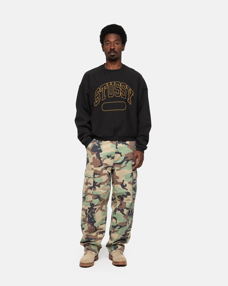 Stussy Varsity Oversized Crew Sweatshirt Svarta | Sverige JZA-865943