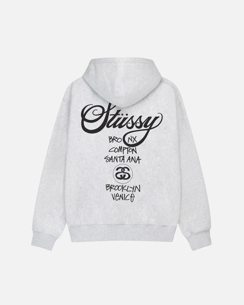 Stussy World Tour Zip Hoodie Grå | Sverige JMU-419628